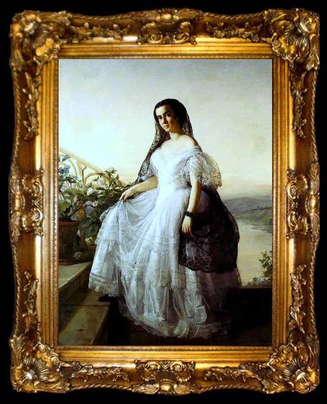 framed  Francois Auguste Biard Portrait of a Woman, ta009-2